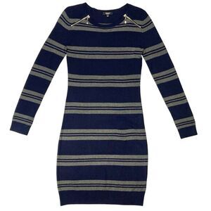 Premise Sweater Dress Women S Navy Blue Striped Stretchy Knit Bodycon Winterwear